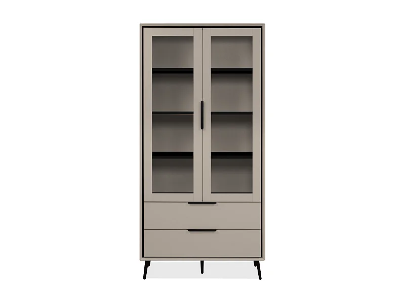 Hoog dressoir met 2 glazen deuren, 2 lades en 6 legplanken binnenin, 90 cm – ARONA