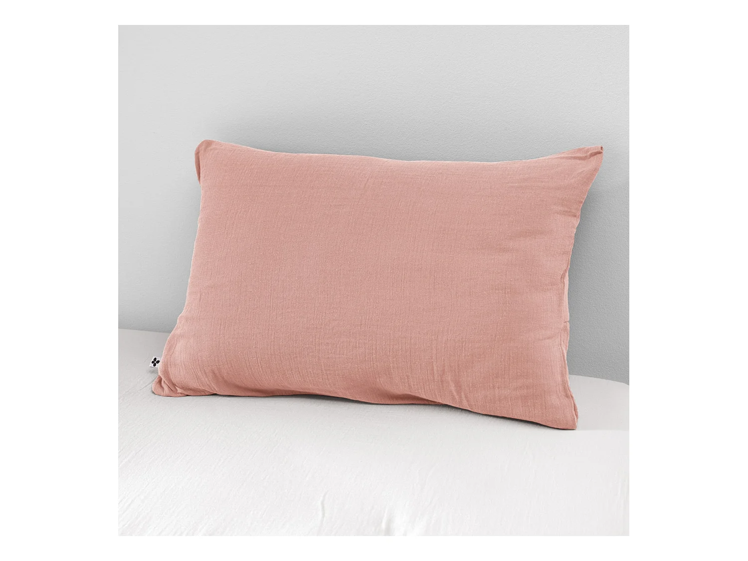 Taie d'oreiller double gaze de coton rose pêche 50x70 cm