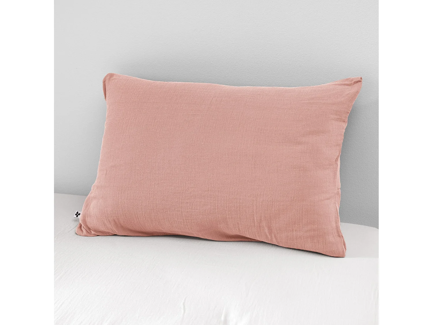 Taie d'oreiller double gaze de coton rose pêche 50x70 cm