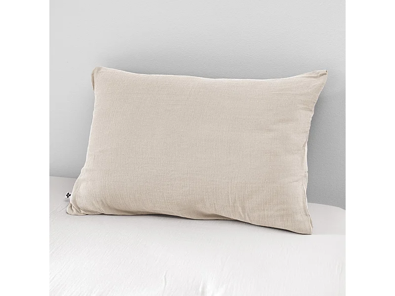 Taie d'oreiller double gaze de coton pampa 50x70 cm