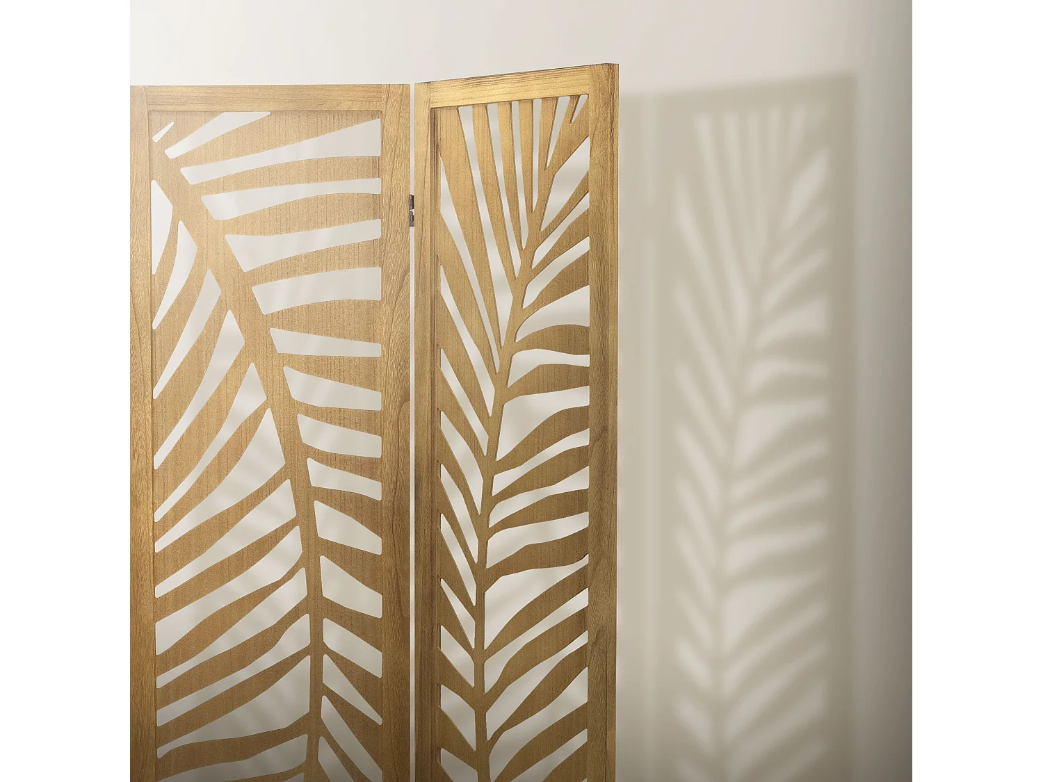 Paravent intérieur Fukuoka 170x121 cm naturel en bois à 3 panneaux pliable cloison de séparation écran diviseur protection visuelle séparateur pièce