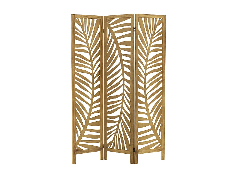 Paravent intérieur Fukuoka 170x121 cm naturel en bois à 3 panneaux pliable cloison de séparation écran diviseur protection visuelle séparateur pièce