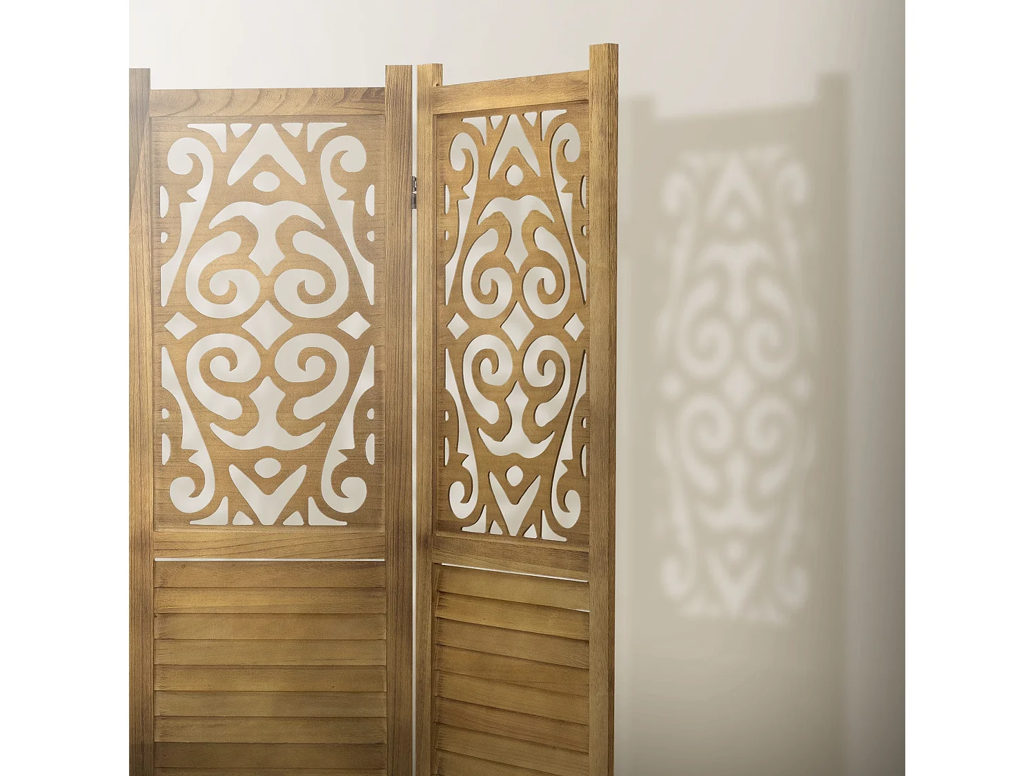 Paravent intérieur Tokio 170x121 cm naturel en bois à 3 panneaux pliable cloison de séparation écran diviseur protection visuelle séparateur de pièce