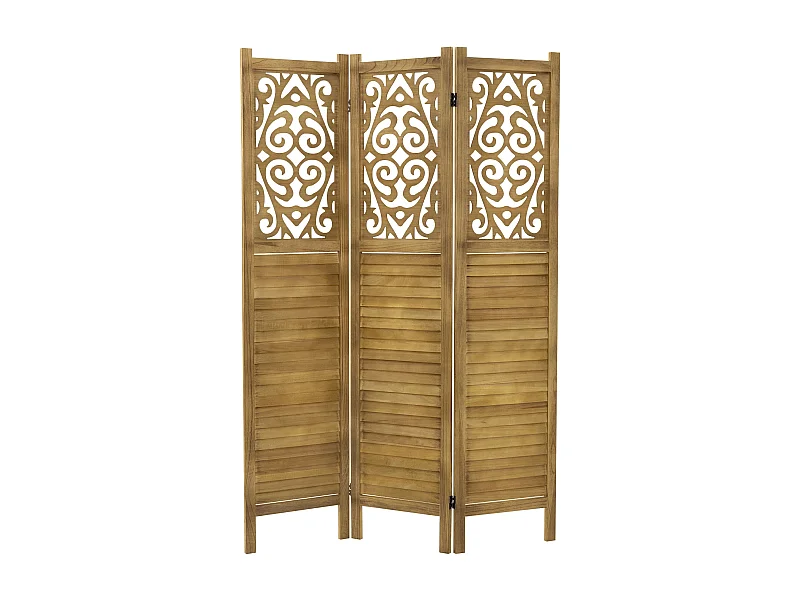 Paravent intérieur Tokio 170x121 cm naturel en bois à 3 panneaux pliable cloison de séparation écran diviseur protection visuelle séparateur de pièce