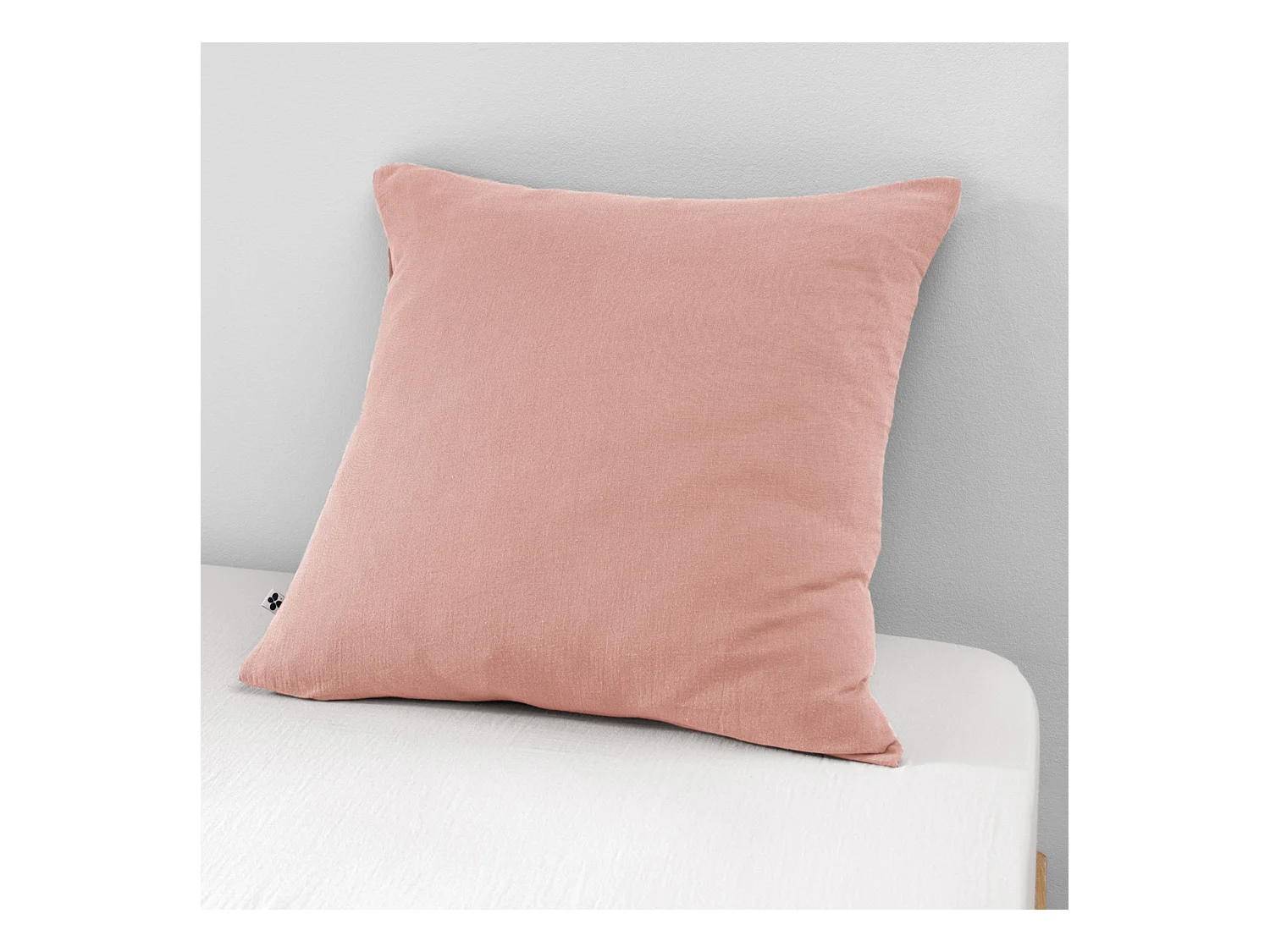 Taie d'oreiller double gaze de coton rose pêche 60x60 cm