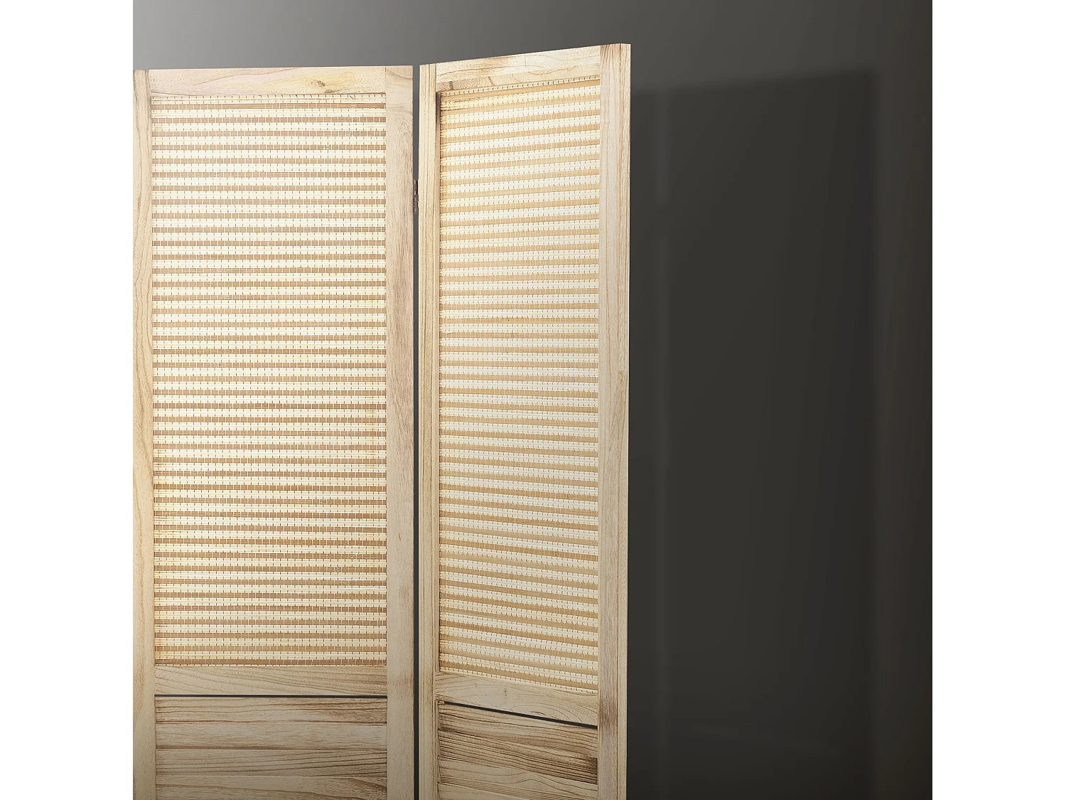 Paravent intérieur Osaka 170x121 cm naturel en bois à 3 panneaux pliable cloison de séparation écran diviseur protection visuelle séparateur de pièce