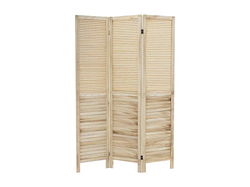Paravent intérieur Osaka 170x121 cm naturel en bois à 3 panneaux pliable cloison de séparation écran diviseur protection visuelle séparateur de pièce