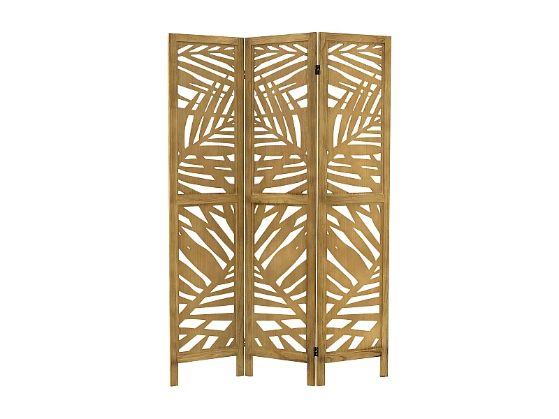 Paravent intérieur Kyoto 170x121 cm naturel en bois à 3 panneaux pliable cloison de séparation écran diviseur protection visuelle séparateur de pièce
