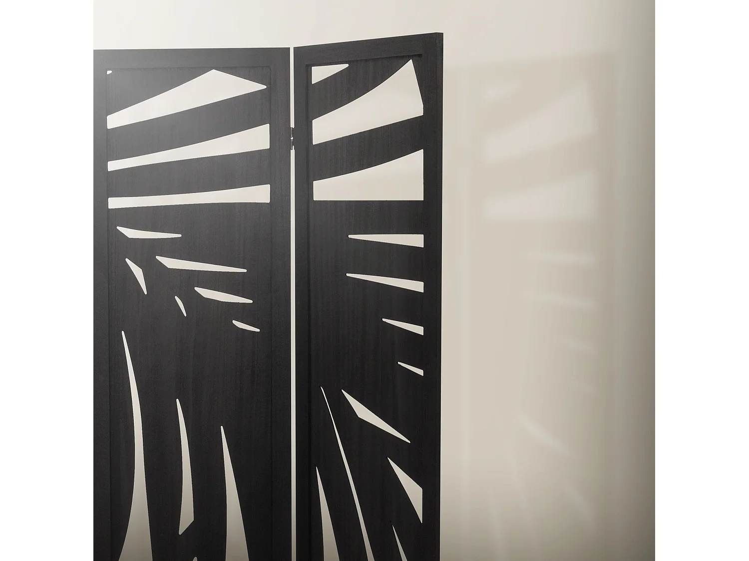 Paravent intérieur Sapporo 170x121 cm noir en bois à 3 panneaux pliable cloison de séparation écran diviseur protection visuelle séparateur de pièce