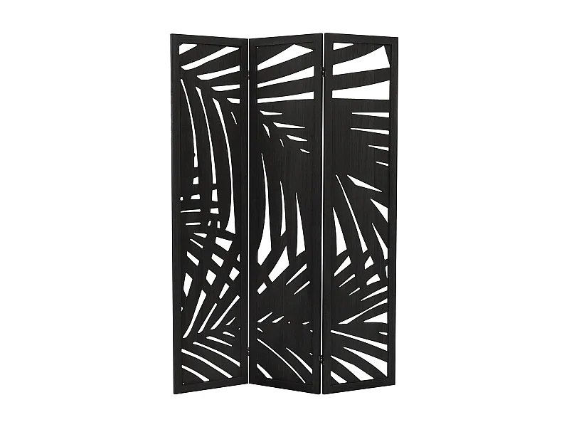 Paravent intérieur Sapporo 170x121 cm noir en bois à 3 panneaux pliable cloison de séparation écran diviseur protection visuelle séparateur de pièce