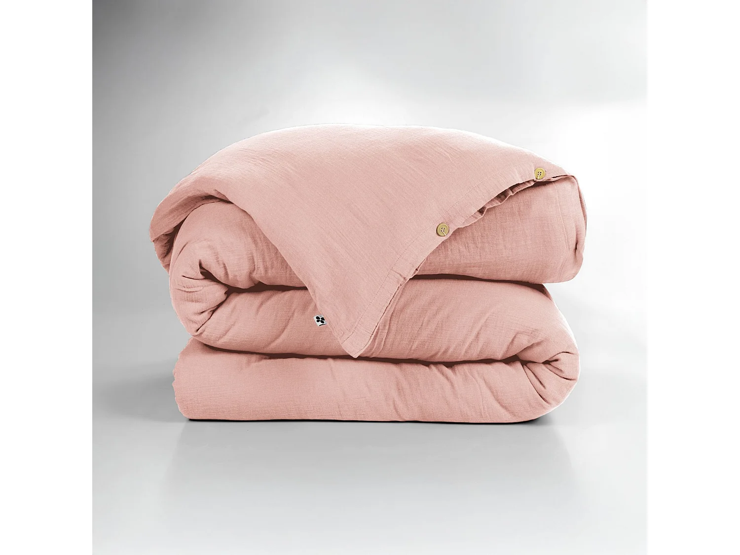 Housse de couette double gaze de coton rose pêche 140x200 cm