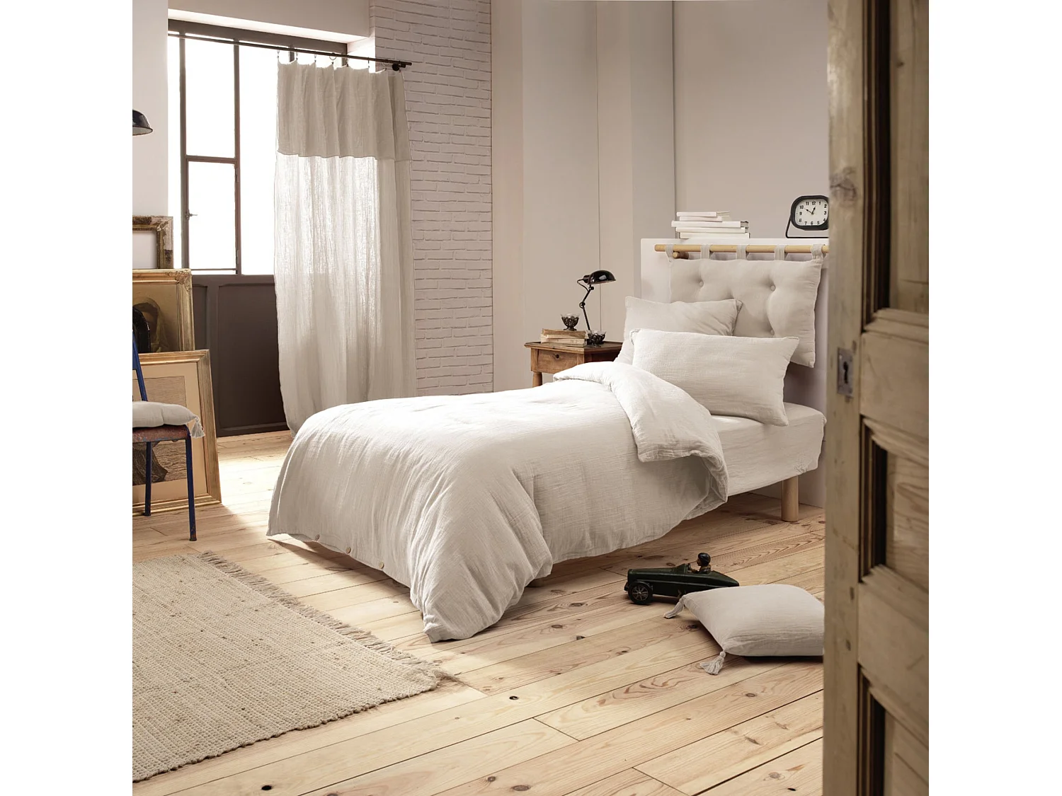 Housse de couette double gaze de coton pampa 140x200 cm