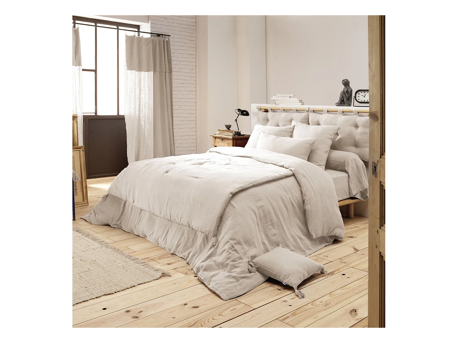 Housse de couette double gaze de coton pampa 240x220 cm