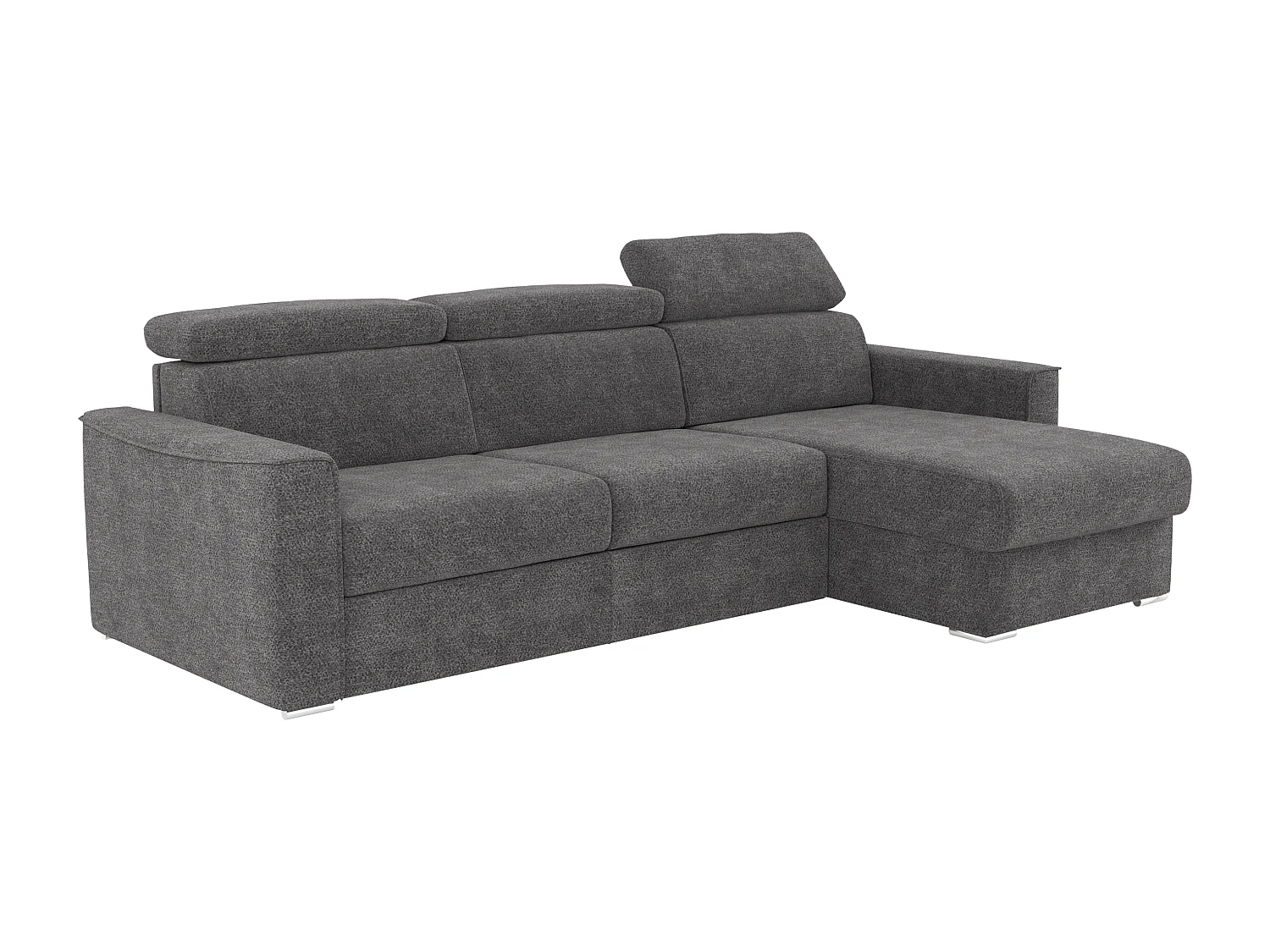 Canapé d'angle réversible convertible express en tissu chenille gris anthracite - Couchage à lattes larges 160 cm - Matelas 22 cm mémoire de forme VIZIR