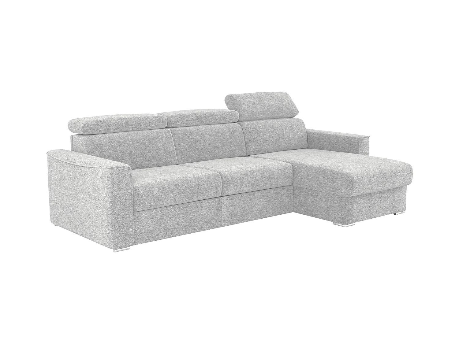 Canapé d'angle réversible convertible express en tissu chenille gris clair - Couchage 160 cm - Matelas 22 cm mémoire de forme VIZIR