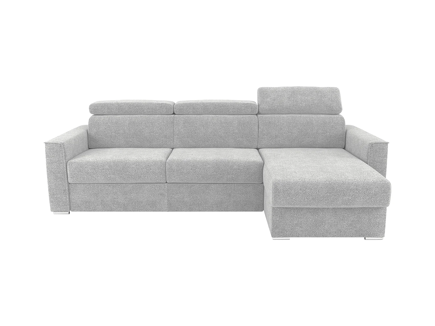 Canapé d'angle réversible convertible express en tissu chenille gris clair - Couchage 160 cm - Matelas 22 cm mémoire de forme VIZIR