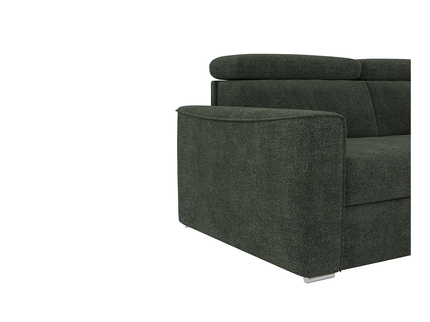 Canapé d'angle réversible convertible express en tissu chenille vert - Couchage à lattes larges 140 cm - Matelas 18 cm VIZIR