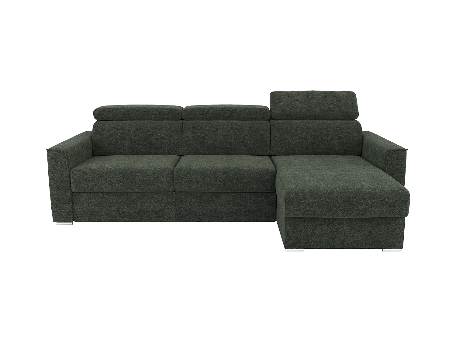Canapé d'angle réversible convertible express en tissu chenille vert - Couchage à lattes larges 160 cm - Matelas 18 cm VIZIR