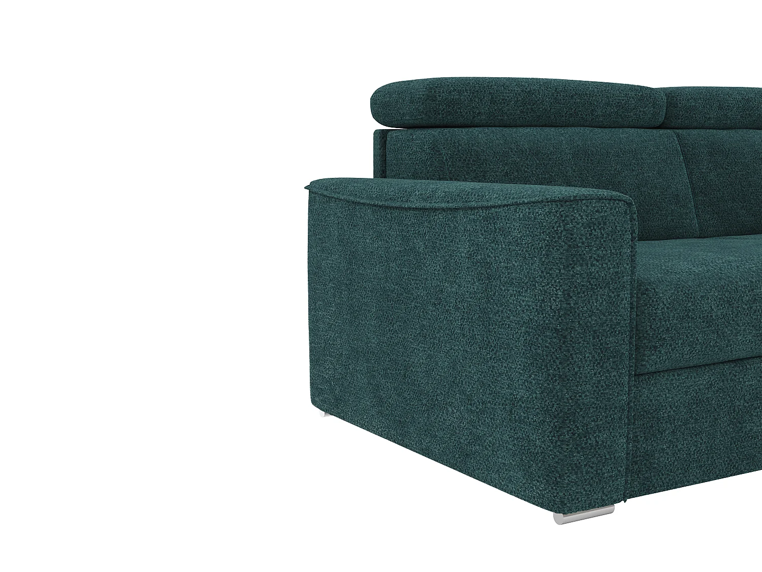 Vändbar bäddsoffa med snabbfällningsmekanism i blågrönt chenille-tyg - Sovbredd 140 cm - Madrass 18 cm VIZIR