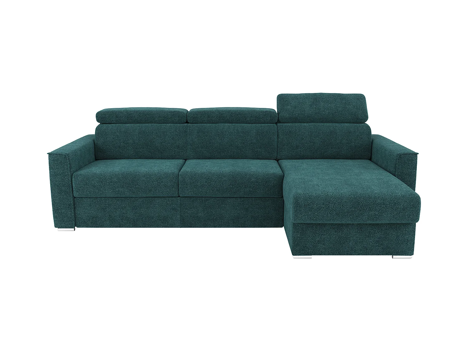 Canapé d'angle réversible convertible express en tissu chenille bleu canard - Couchage à lattes larges 160 cm - Matelas 14 cm VIZIR