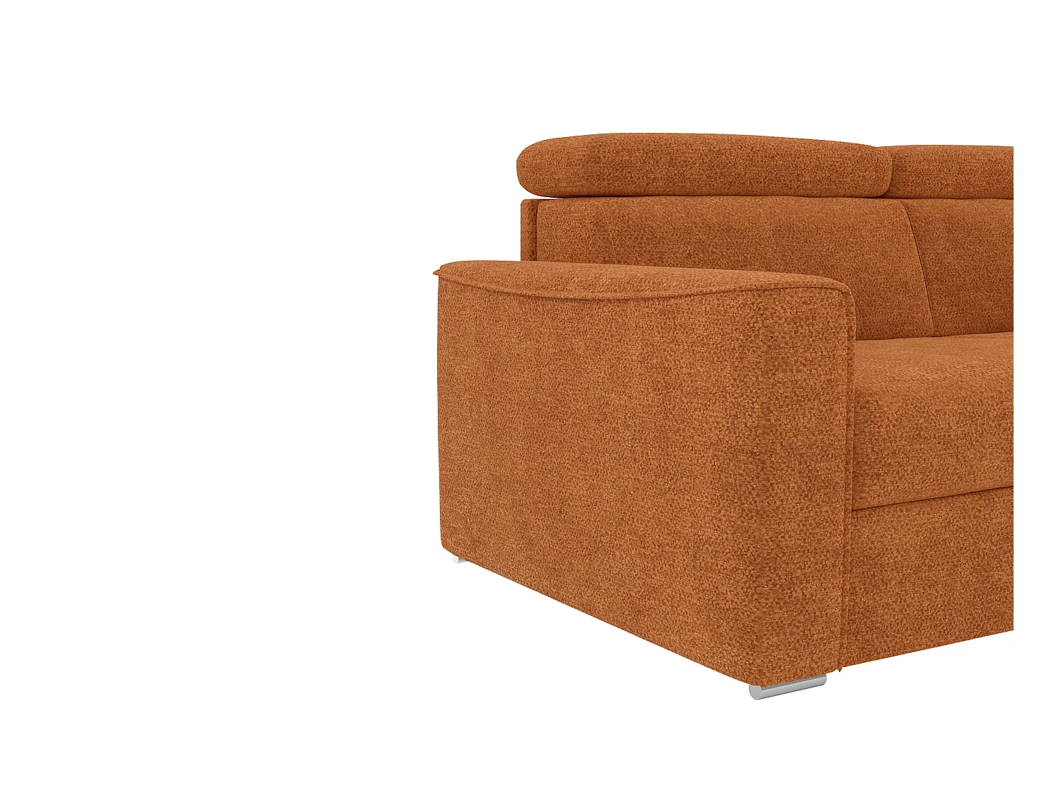 Canapé d'angle réversible convertible express en tissu chenille terracotta - Couchage 140 cm - Matelas 22 cm mémoire de forme VIZIR