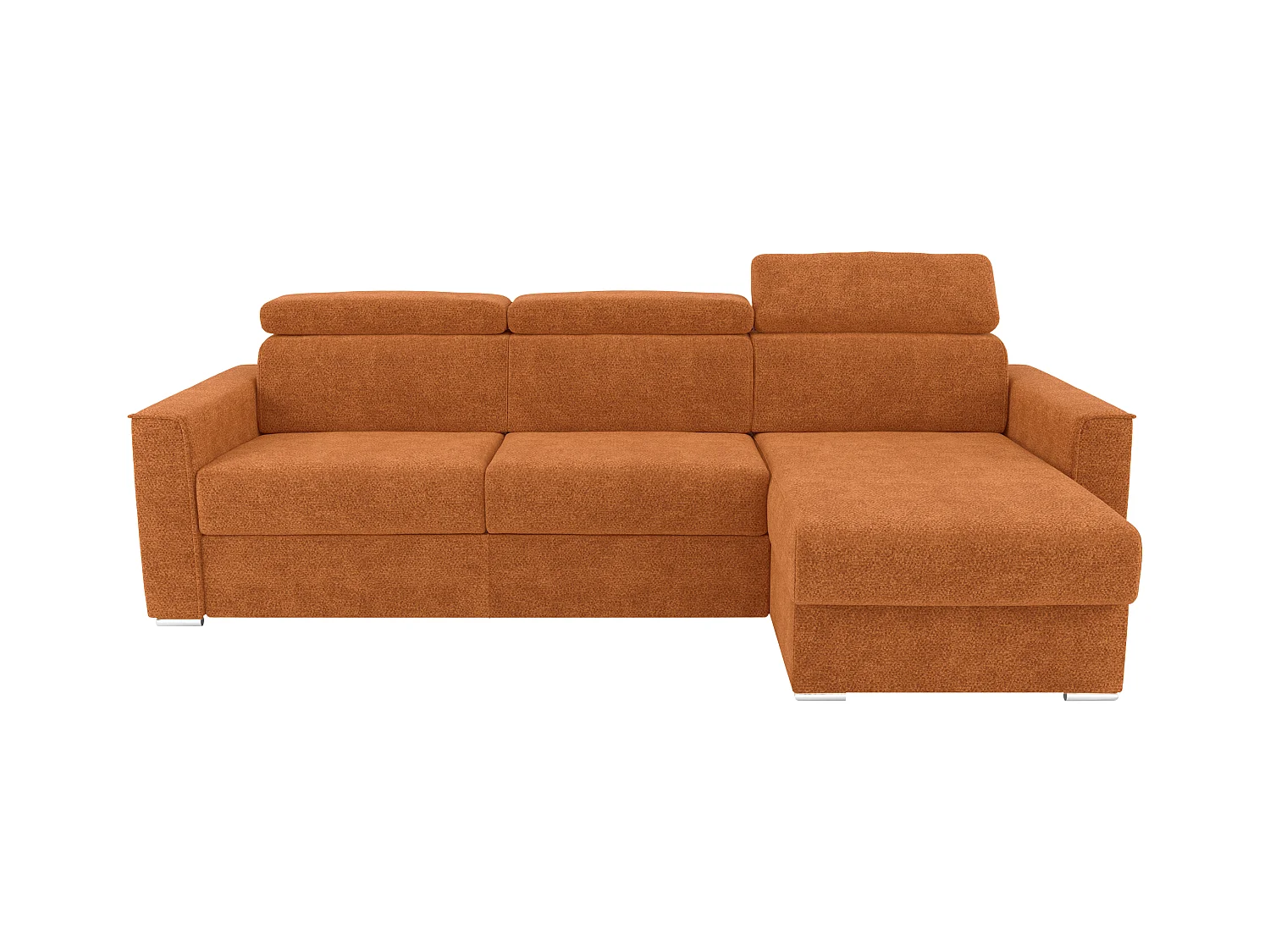 Canapé d'angle réversible convertible express en tissu chenille terracotta - Couchage 140 cm - Matelas 22 cm mémoire de forme VIZIR