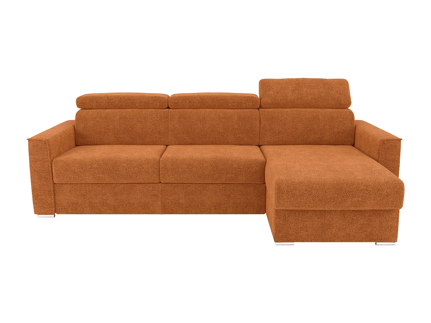 Canapé d'angle réversible convertible express en tissu chenille terracotta - Couchage 140 cm - Matelas 22 cm mémoire de forme VIZIR