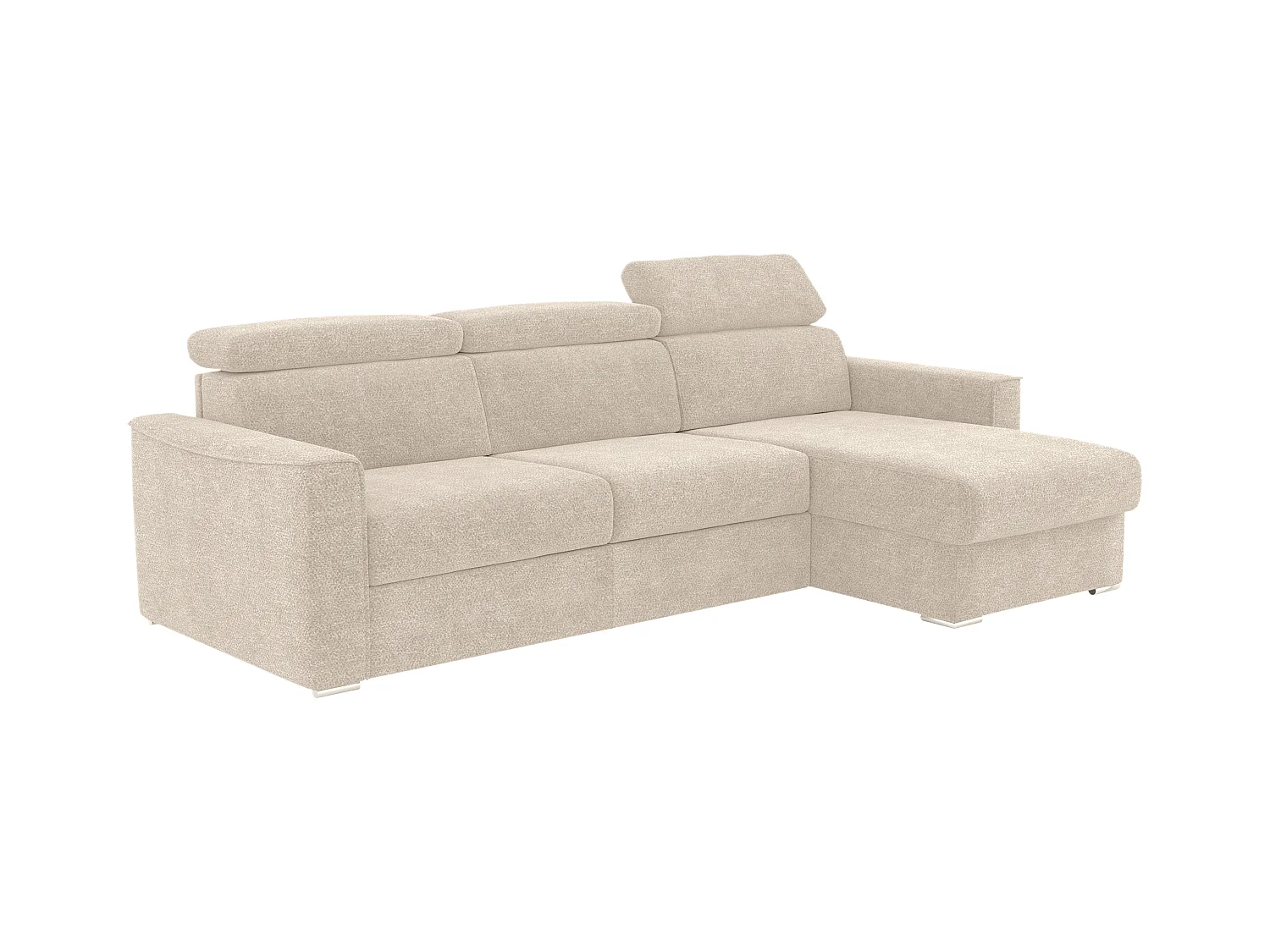 Ecksofa mit Matratze - Ecke wechselbar - Chenillestoff - Beige - Liegefläche 140 cm - Matratze 14 cm - VIZIR