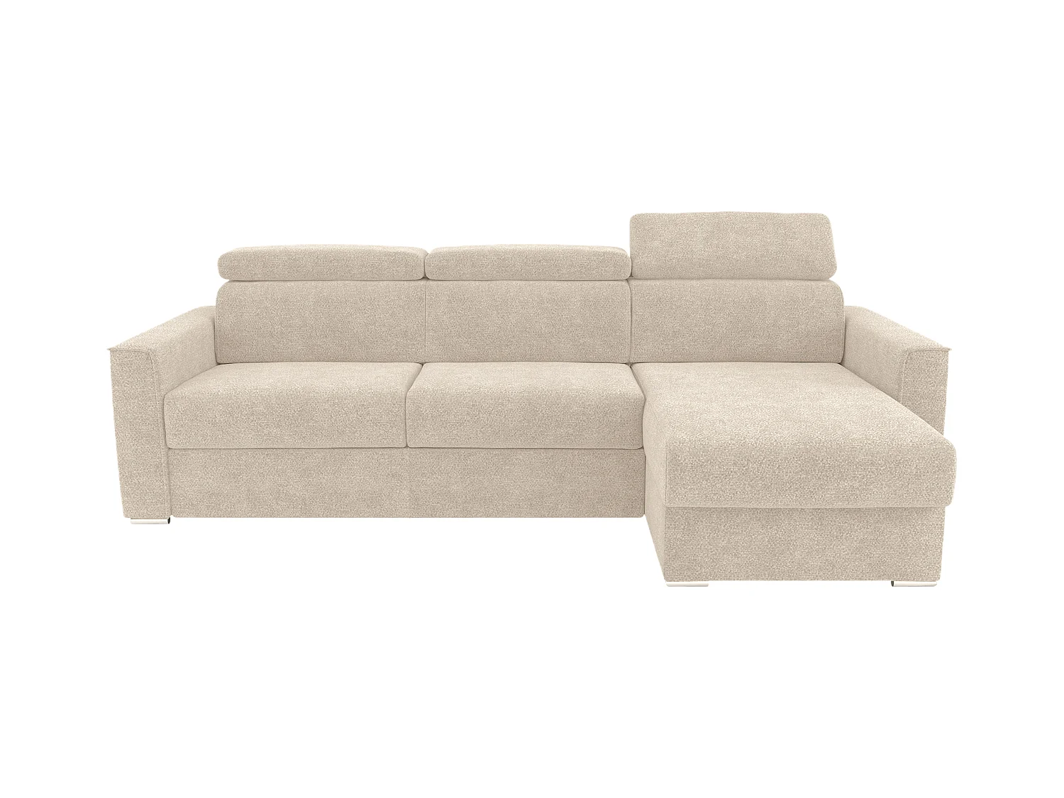 Vendbar sovesofagruppe i hjørne med hurtig mekanisme i beige chenille stof - 140 cm bred lamelbund - 14 cm madras VIZIR