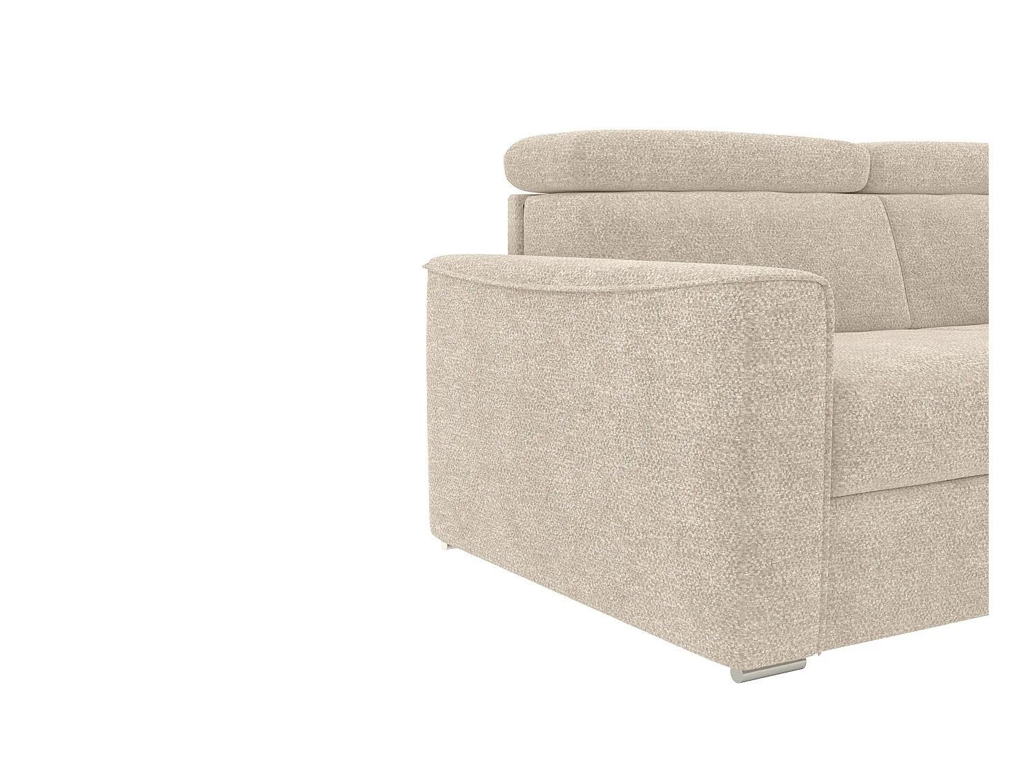 Canapé d'angle réversible convertible express en tissu chenille beige - Couchage à lattes larges 140 cm - Matelas 18 cm VIZIR