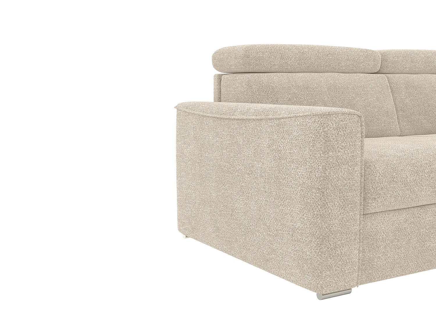 Vendbar sofa med vendbar sovesofa i beige chenille stoff - Sengebunn med brede lameller 140 cm - Madrass 18 cm VIZIR