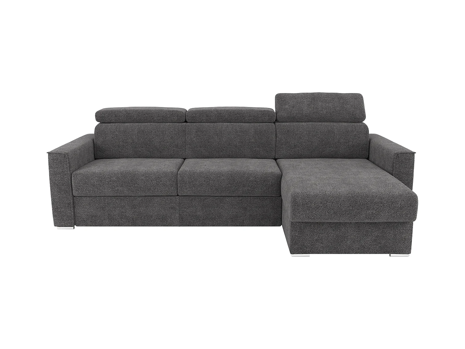 Canapé d'angle réversible convertible express en tissu chenille gris anthracite - Couchage 140 cm - Matelas 14 cm VIZIR