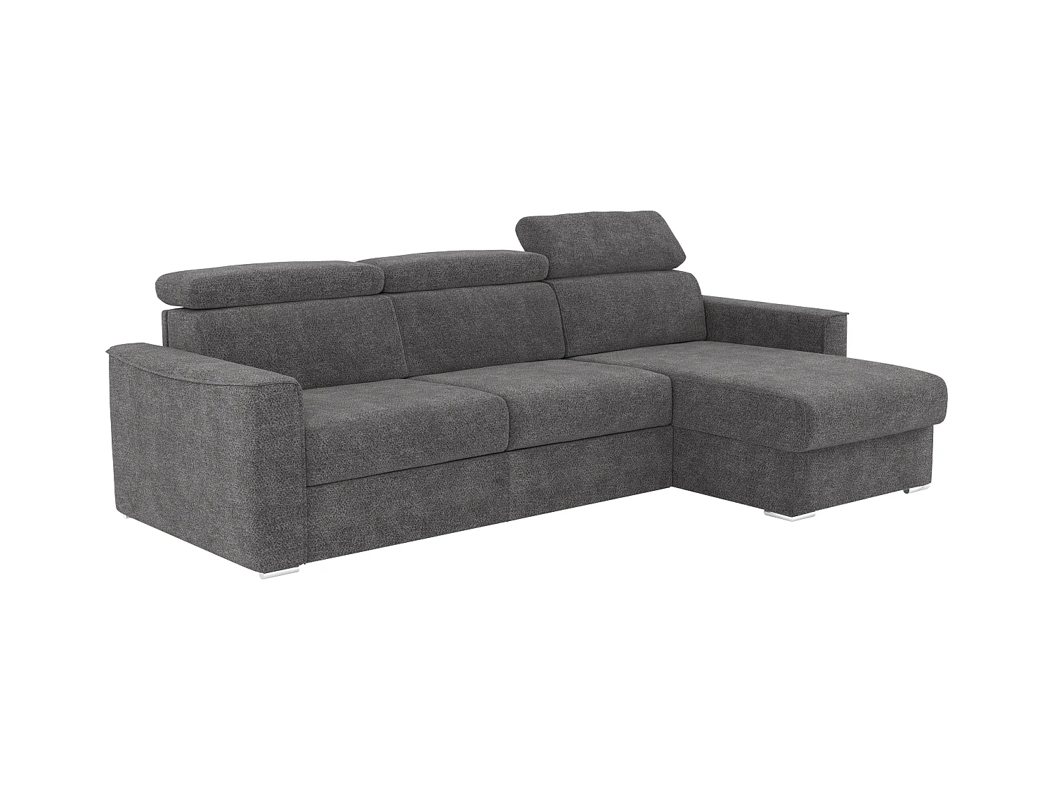 Canapé d'angle réversible convertible express en tissu chenille gris anthracite - Couchage 140 cm - Matelas 14 cm VIZIR