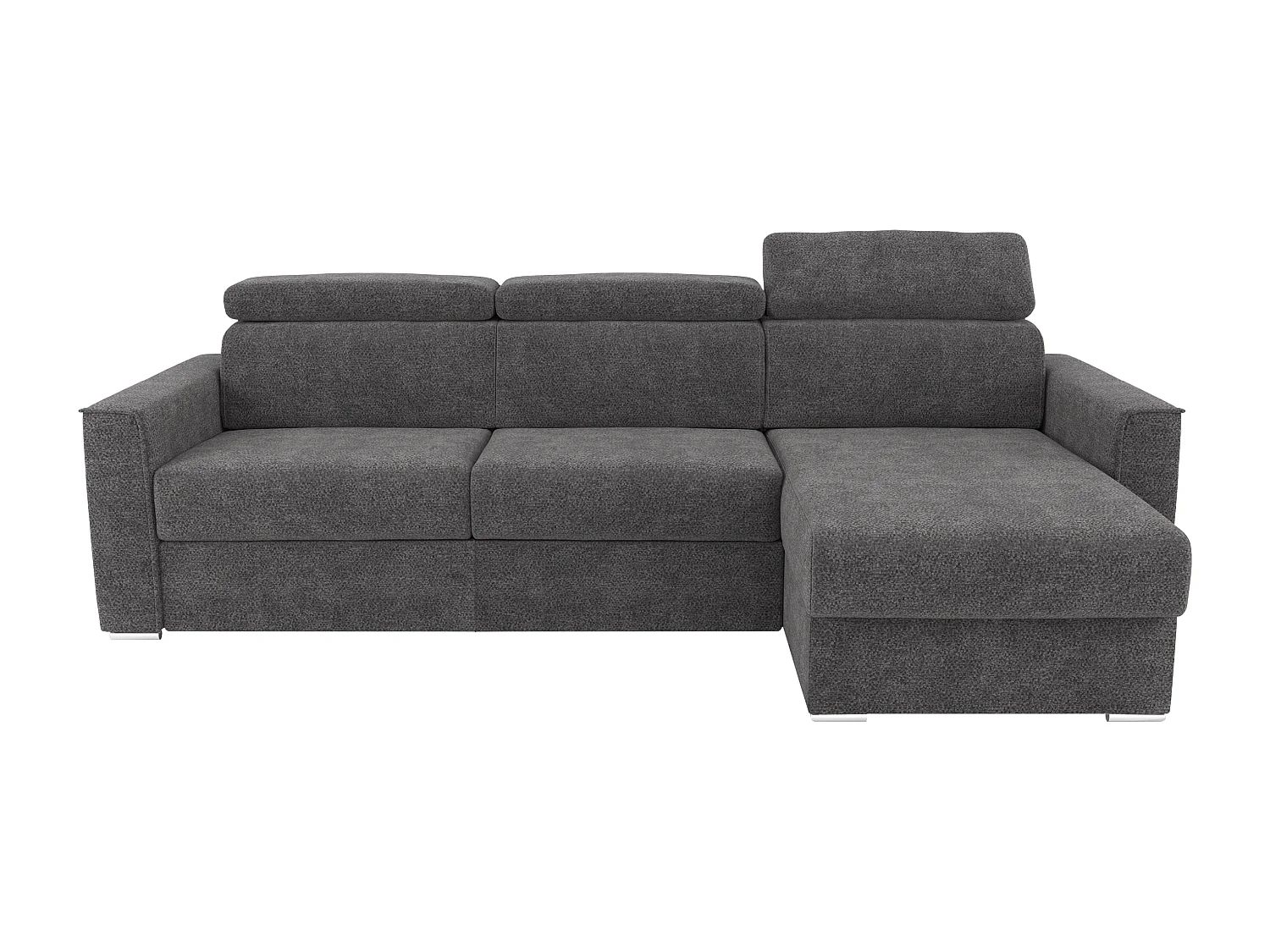 Canapé d'angle réversible convertible express en tissu chenille gris anthracite - Couchage à lattes larges 140 cm - Matelas 18 cm VIZIR