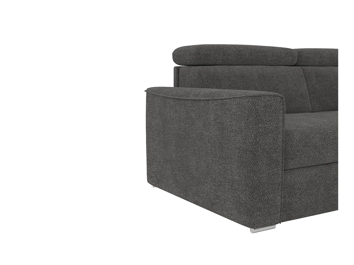 Canapé d'angle réversible convertible express en tissu chenille gris anthracite - Couchage 160 cm - Matelas 14 cm VIZIR