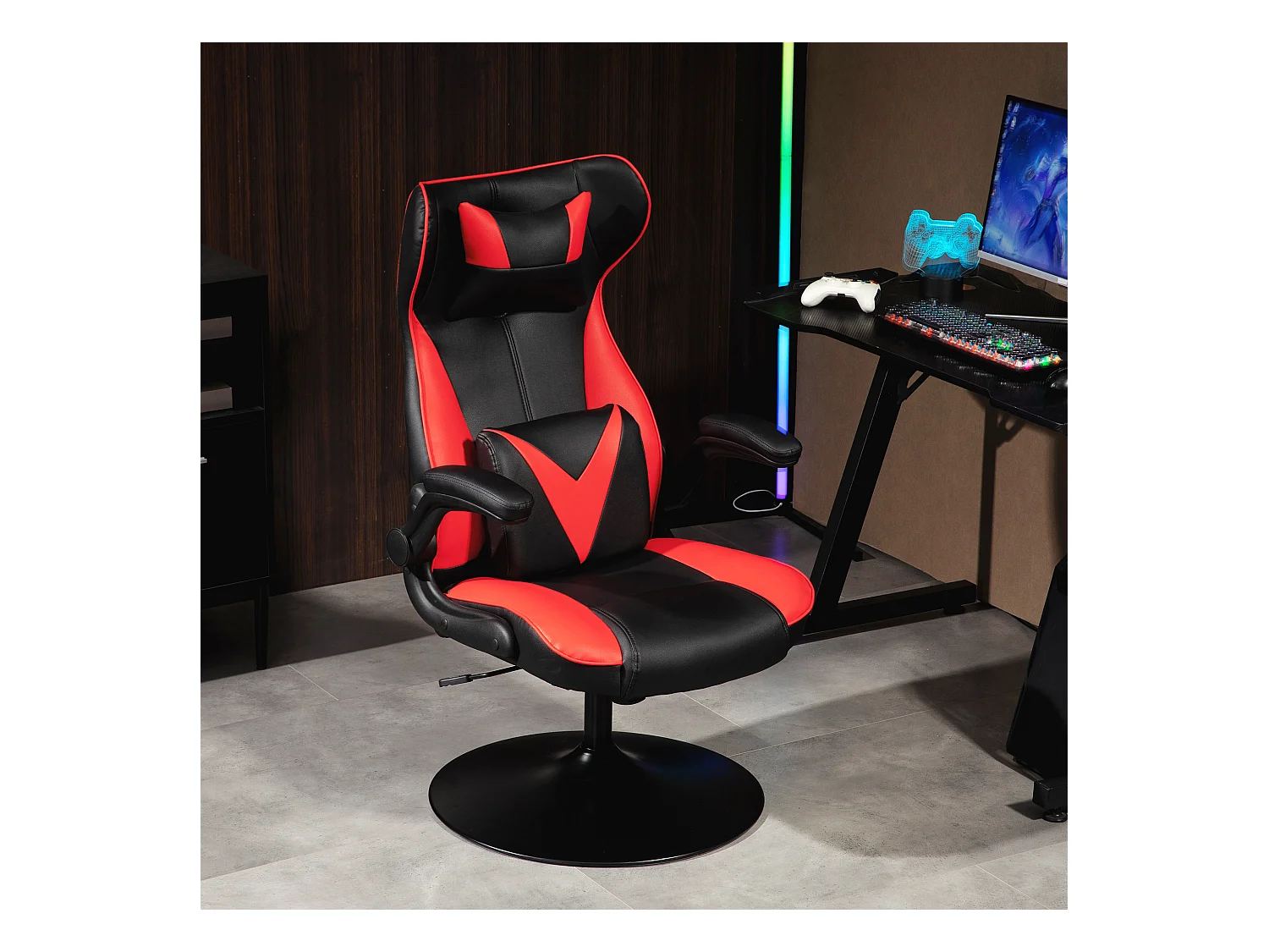 Chaise gaming avec fonction bascule,fauteuil ergonomique réglable,avec coussins tête