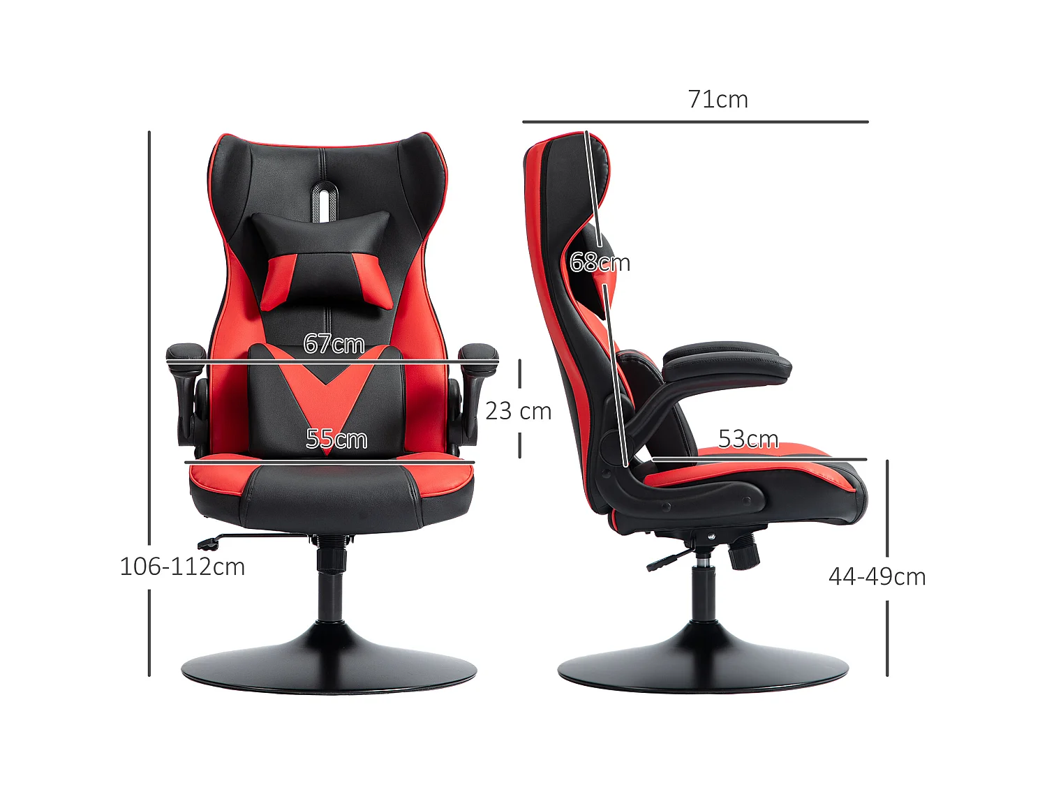 Chaise gaming avec fonction bascule,fauteuil ergonomique réglable,avec coussins tête