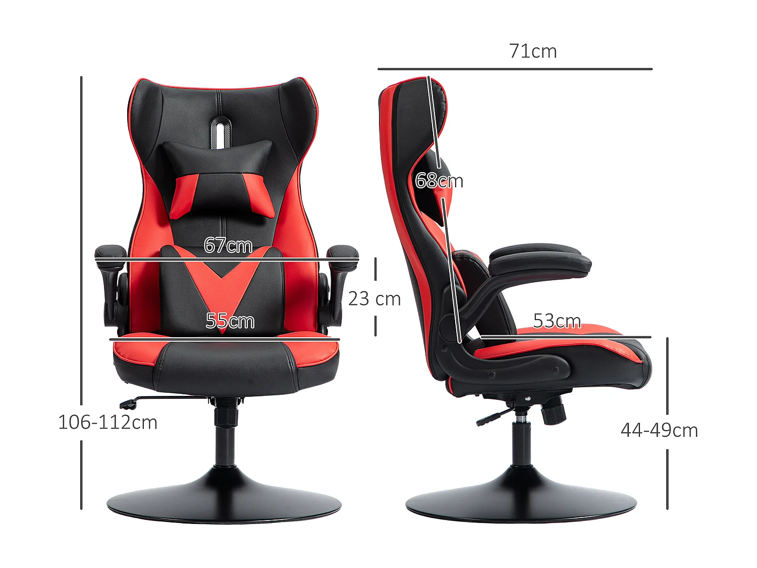 Gamestoel met schommelfunctie, verstelbare ergonomische stoel, met hoofdkussens