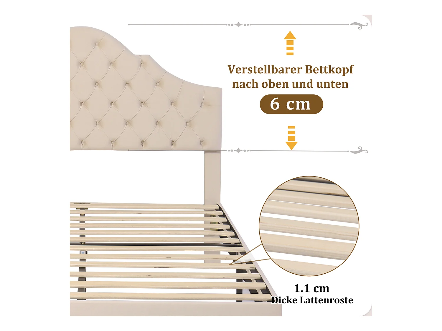 Gestoffeerd bed 140x190cm met lattenbodem en hoofdbord,met verstelbaar hoofdbord