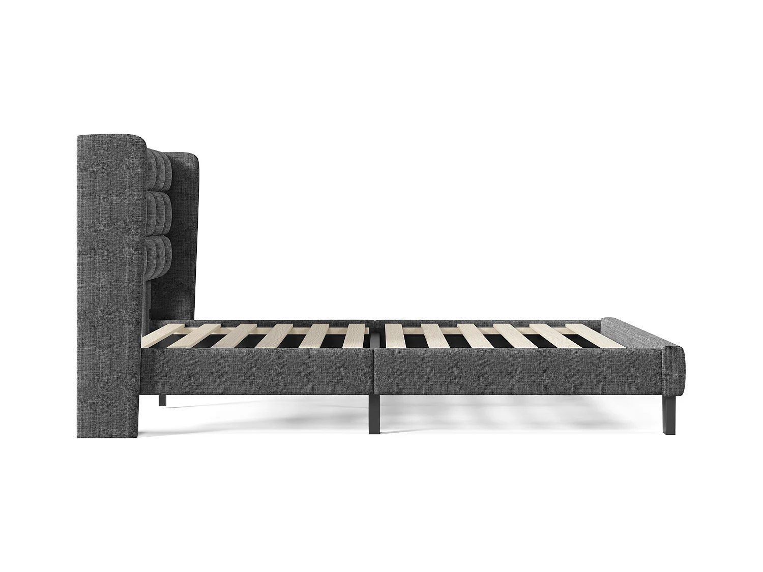 Gepolstertes Doppelbett mit gepolstertem Kopfteil, Doppelbett mit Lattenrost, 140 x 200 cm