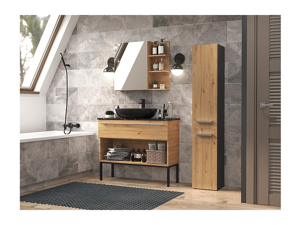 Badezimmermöbel, Anthrazit / Artisan Oak, 30 x 174 x 30 cm