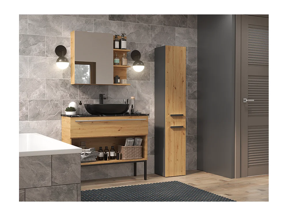 Badezimmermöbel, Anthrazit / Artisan Oak, 30 x 174 x 30 cm