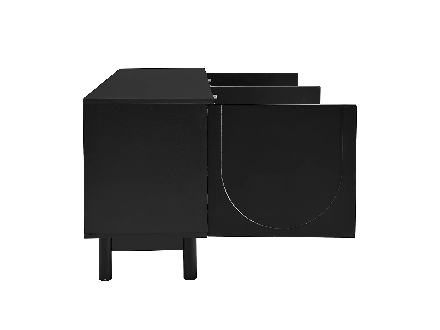 Móvel de TV de 175 cm, Móvel de TV com 4 portas sem puxadores e prateleiras ajustáveis, preto