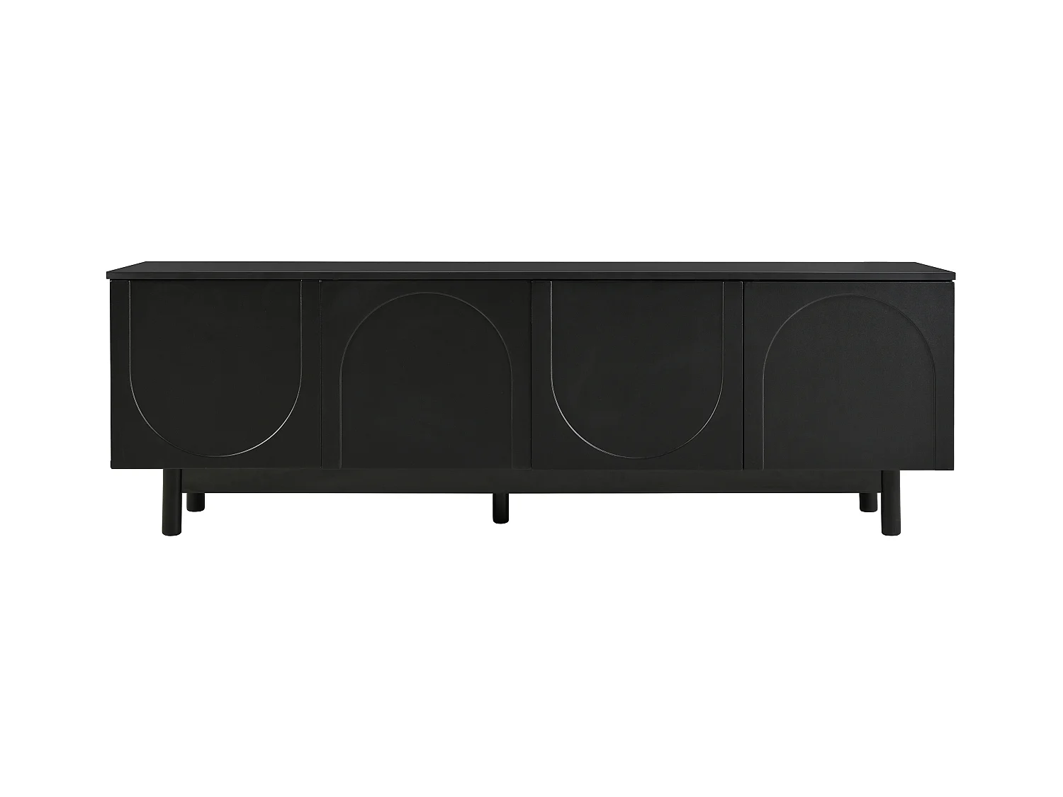 Móvel de TV de 175 cm, Móvel de TV com 4 portas sem puxadores e prateleiras ajustáveis, preto