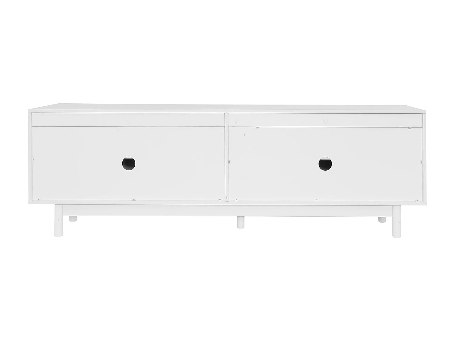 Móvel de TV branco com 4 portas, unidade de armazenamento com divisórias ajustáveis, 175 x 38 x 56 cm