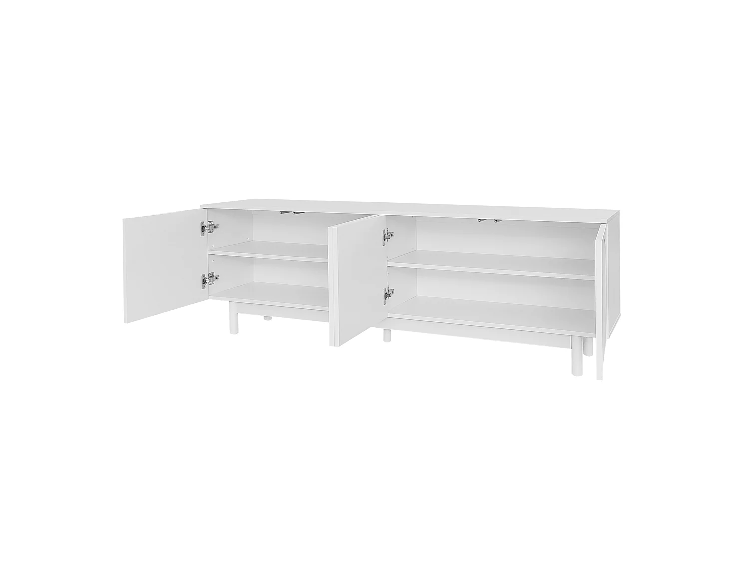 Mobile porta TV bianco con 4 ante, mobile porta TV, mobile contenitore con divisori regolabili, 175x38x56cm