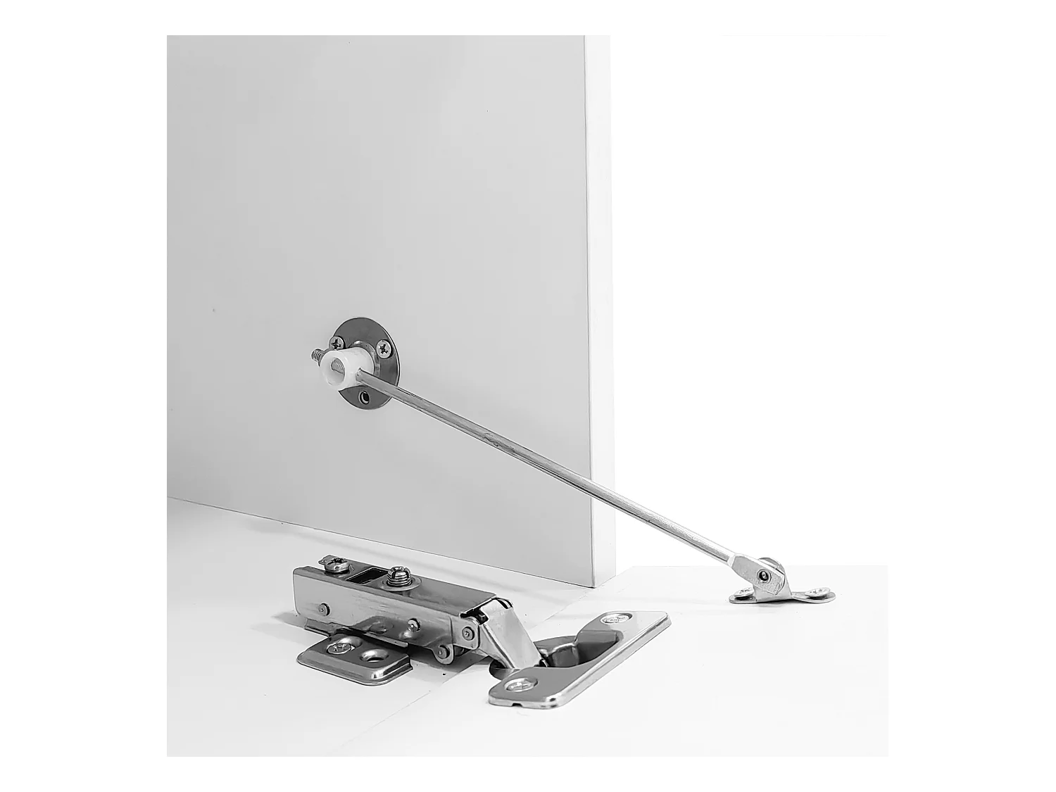 Mueble TV bajo con 2 puertas de cristal y 2 puertas de madera - Con patas doradas - Blanco