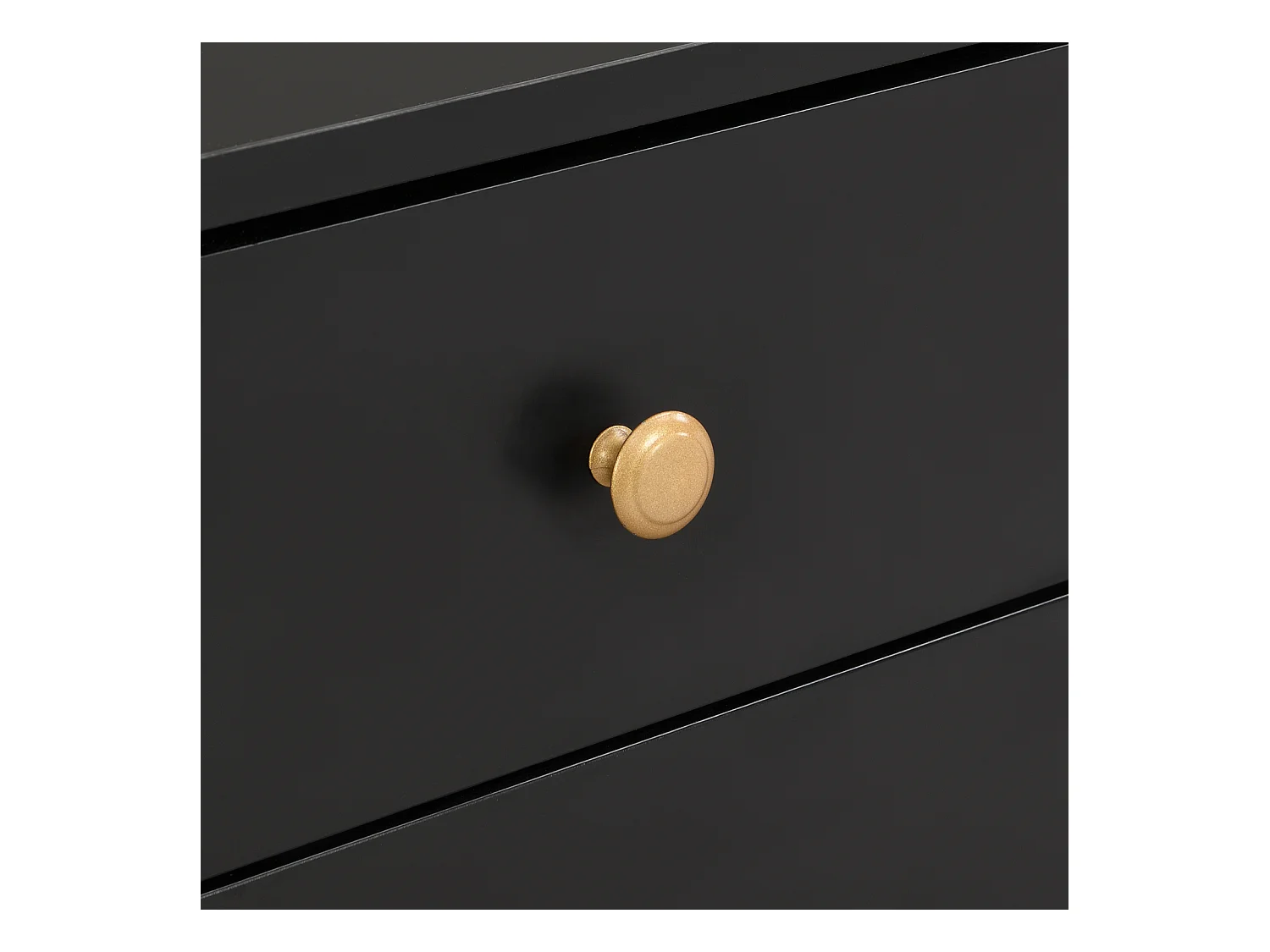 Meuble TV avec Rangement, 2 Portes et 4 Tiroirs, Meuble TV Bas, Pieds et poignées dorés, noir