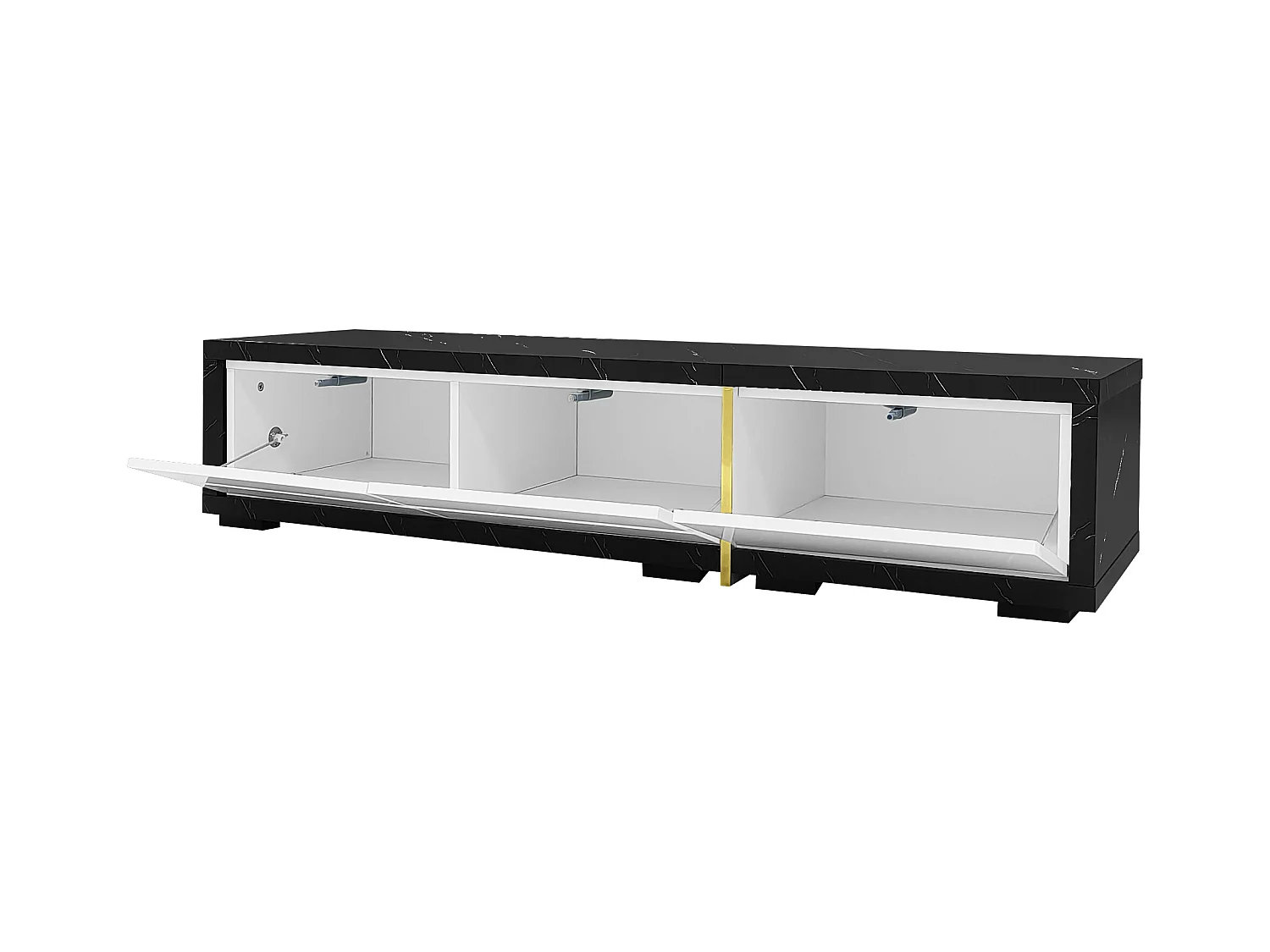 Meuble TV Moderne à Longueur Variable (140-260 cm), Meuble TV bas avec Fonction Rotative , blanc