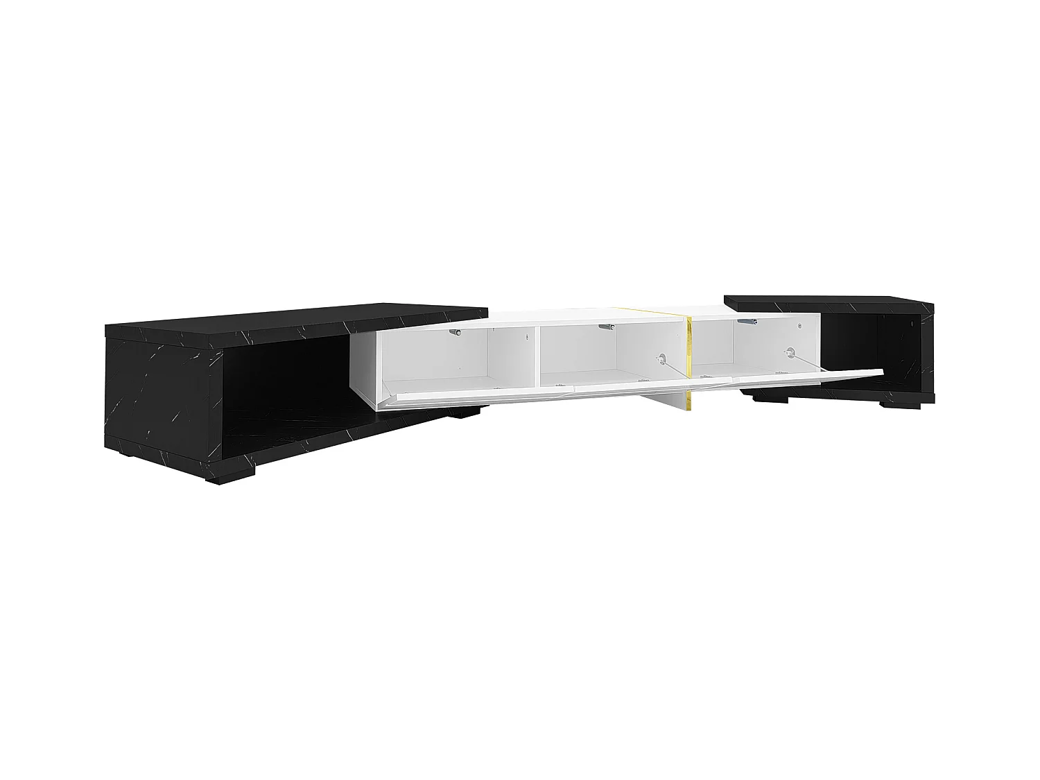 Meuble TV Moderne à Longueur Variable (140-260 cm), Meuble TV bas avec Fonction Rotative , blanc